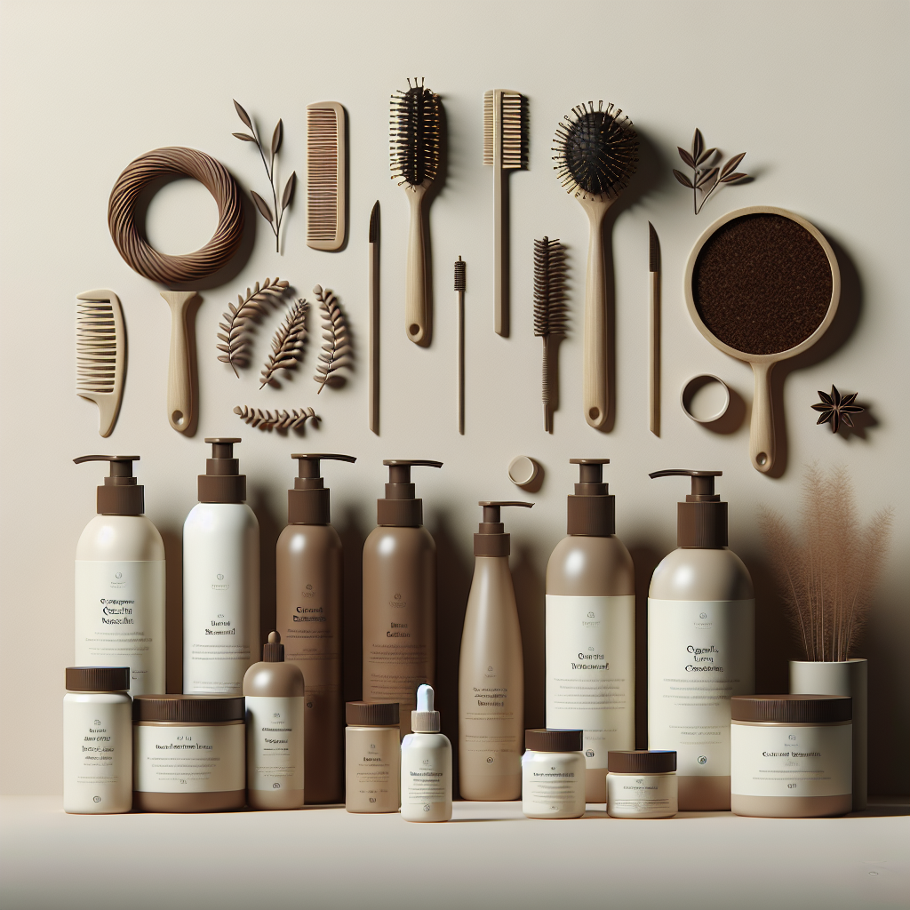 Realistic stock image of organic hair treatment products.